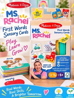 Melissa & Doug Ms. Rachel First Words Sensory Cards - Pink, Blue, Yellow, Green